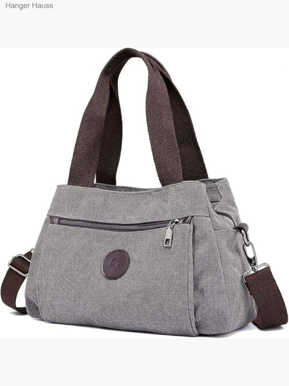Canvas Hobo Bag - 3 Compartments Crossbody Tote Adjustable Strap